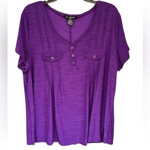 Elie McCarthy Woman Purple Short Sleeve Top Size 2X - Preloved